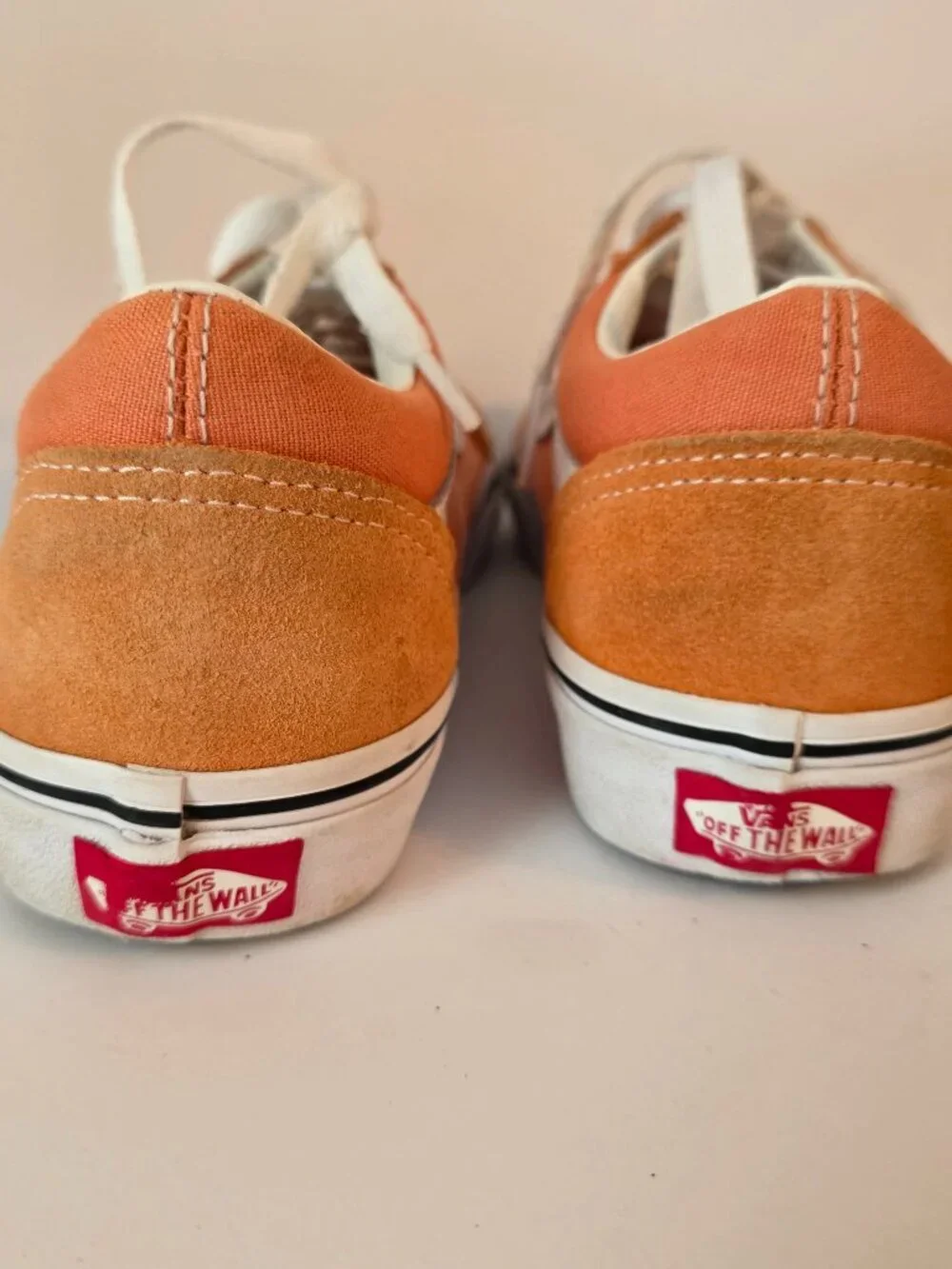 Vans Old Skool Low Top, Orange Canvas & Suede Youth Sneakers, Size 4.5